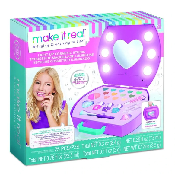 Girls All In One Beauty Set- Make It Real Light up Cosmetic Studio Travel Vanity - Picture 2 of 3